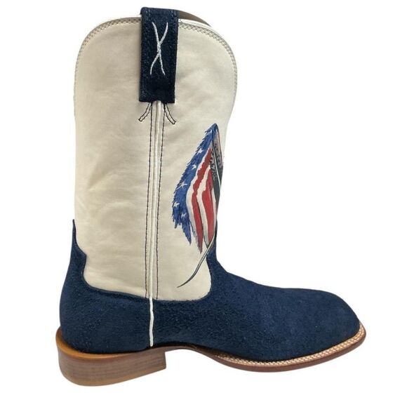 Twisted X Cowboy Boots Mens 9.5 Navy Flag Eagle Tech X Suede Square Toe Western main image 5
